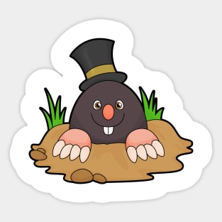 Mole with Molehill & Hat Sticker